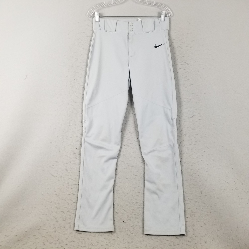 Nike Baseball Pants Men Small Grey BSBL Open Bottom Mesh Back Knee Athletic